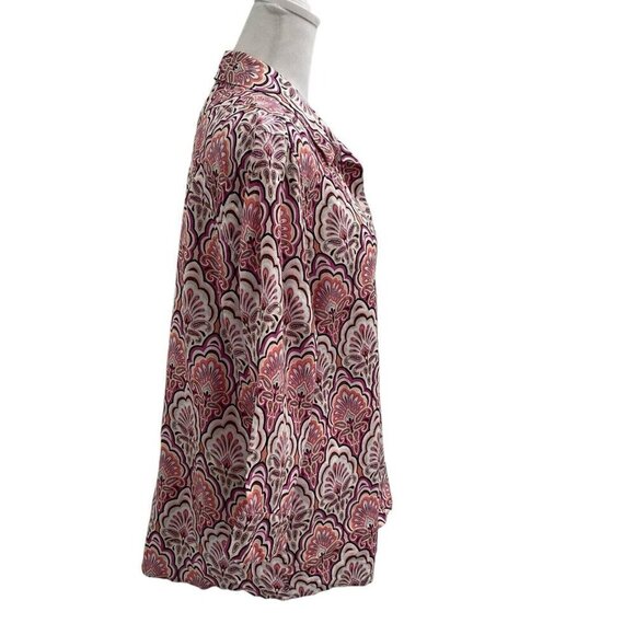 Chico's 100% Linen Colorful Paisley Floral Button Up Blouse No Iron size Medium - Picture 3 of 7